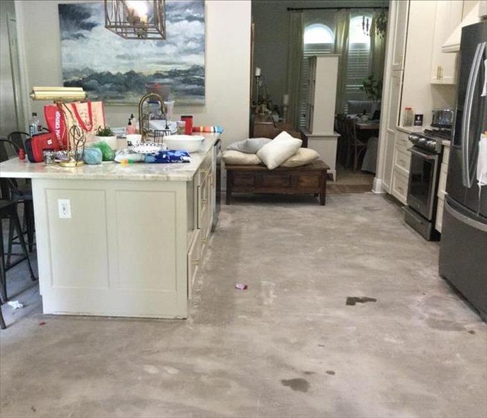 kitchen with exposed concrete flooring 